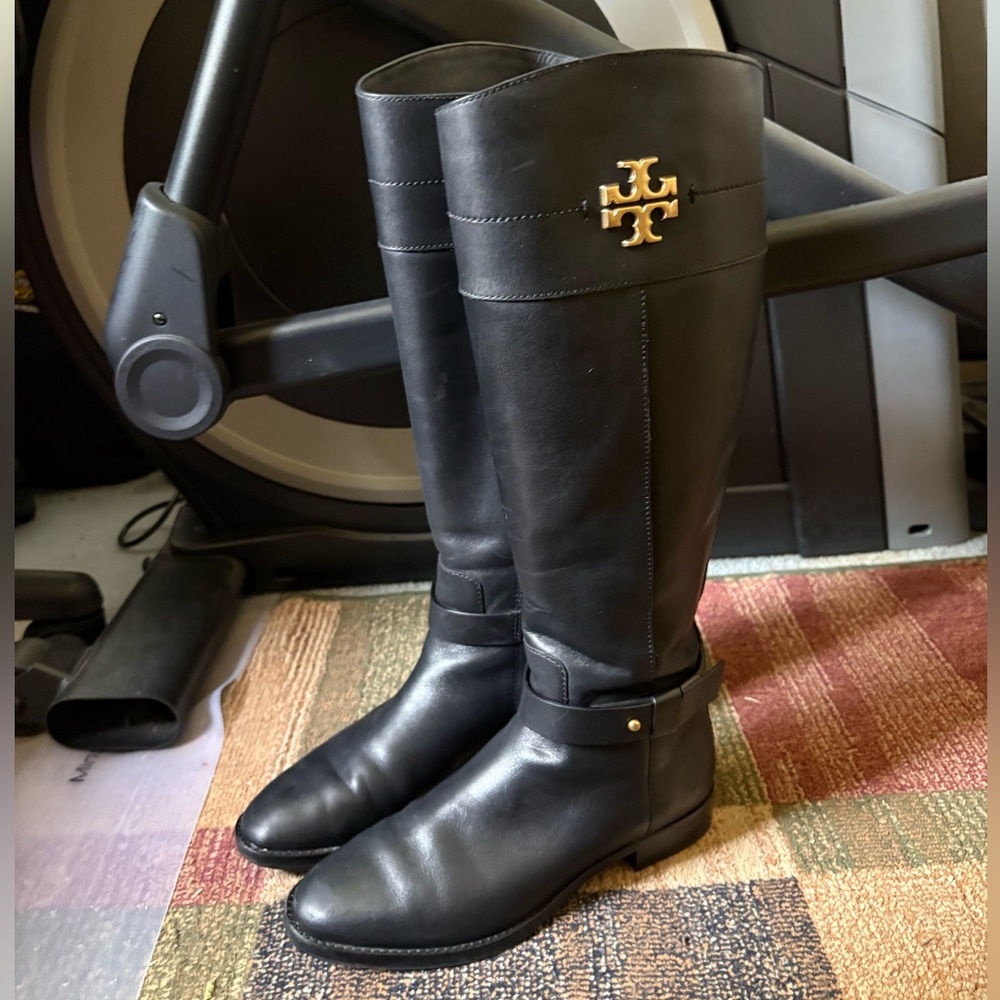 Tory Burch Black Leather Knee-High Boots